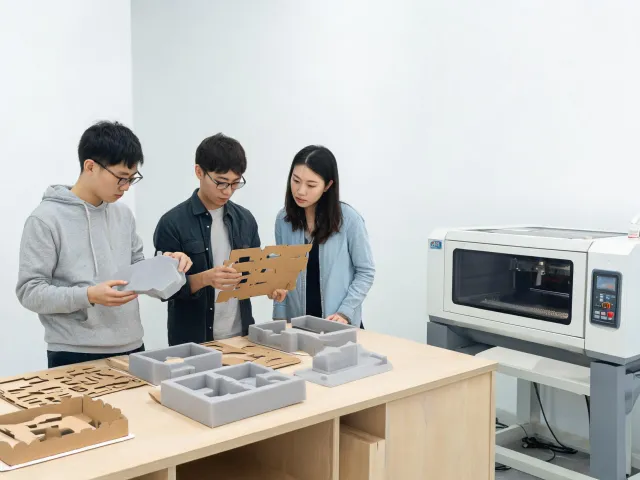 Small product team prototyping packaging inserts