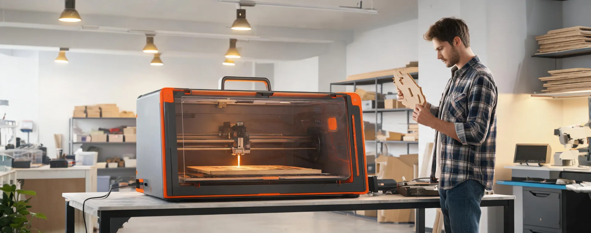 Maker studio using an enclosed xTool laser
